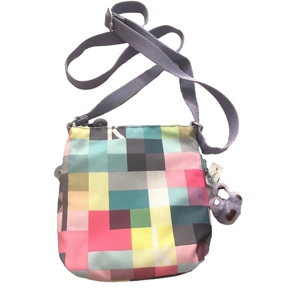Kipling Pastel Color Block Squares Crossbody Bag; 3 compartments; Adjustable - Picture 3 of 5